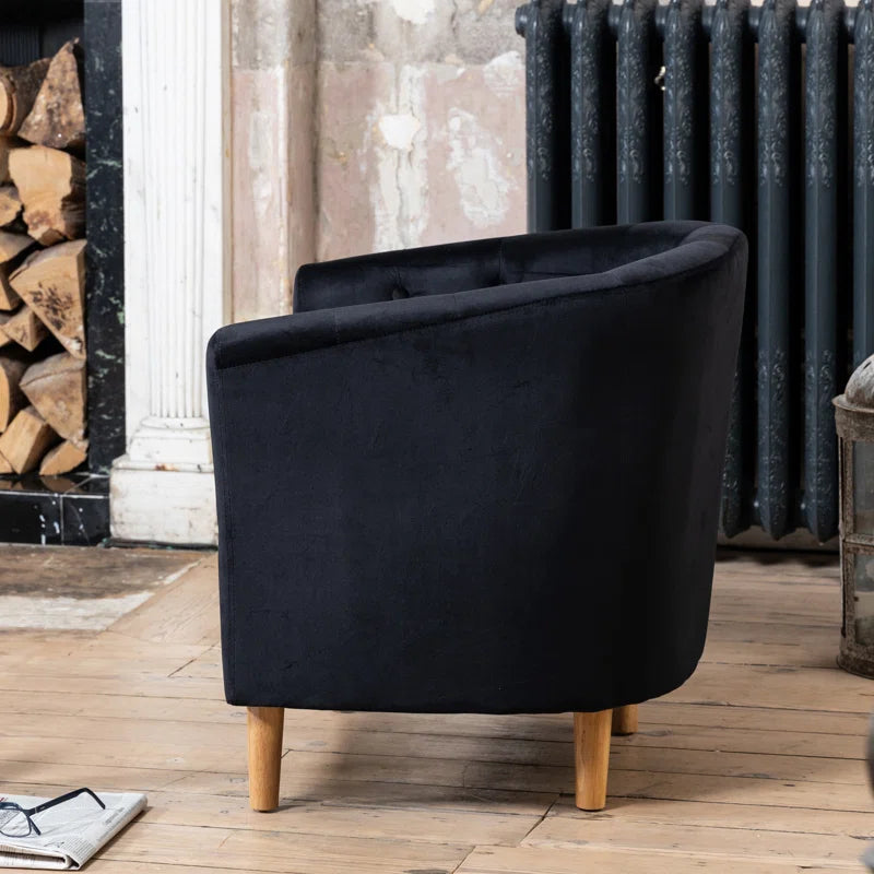 Tarbes Tufted Velvet Barrel Chair - Curved Accent ArmchairTarbes Velvet Barrel Chair