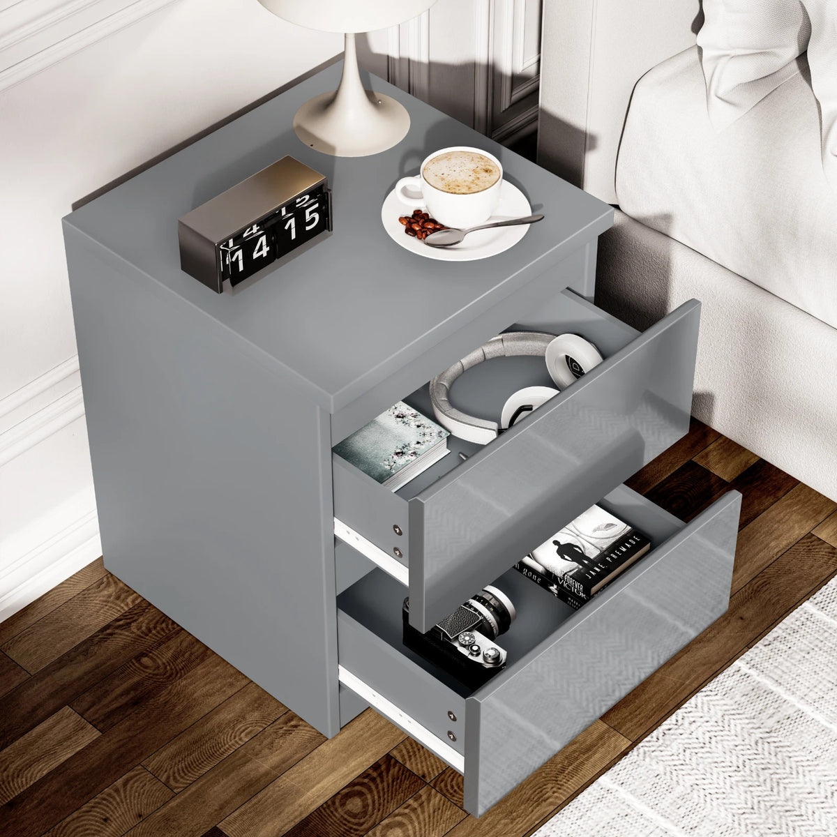 High Gloss Chest of Drawers – Tall & Wide Bedroom Storage Cabinet