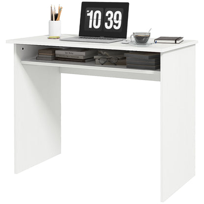 Writing Desk Laptop Table Workstation with Shelf Home Office High Gloss White
