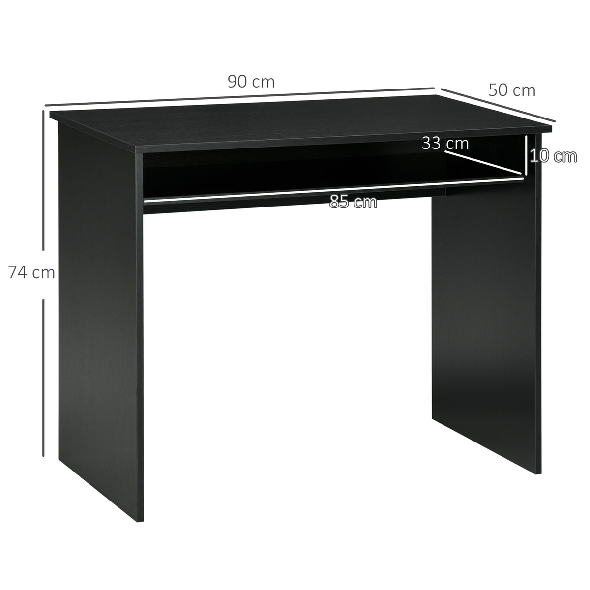 Writing Desk Laptop Table Workstation with Shelf Home Office High Gloss White