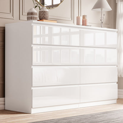 High Gloss Chest of Drawers – Tall & Wide Bedroom Storage Cabinet