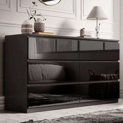 High Gloss Chest of Drawers – Tall & Wide Bedroom Storage Cabinet