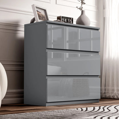 High Gloss Chest of Drawers – Tall & Wide Bedroom Storage Cabinet
