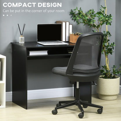 Writing Desk Laptop Table Workstation with Shelf Home Office High Gloss White