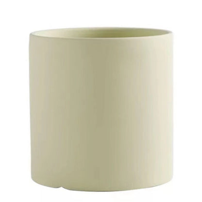 Nordic Ceramic Flowerpot – Cylindrical Succulent Planter with Drainage Tray