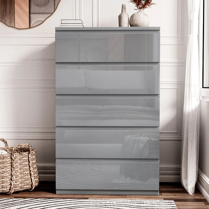 High Gloss Chest of Drawers – Tall & Wide Bedroom Storage Cabinet