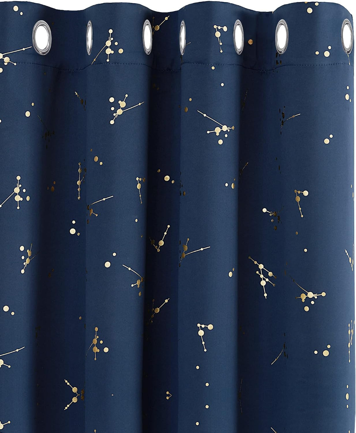 Gold Constellation Blackout Curtains – Thermal Insulated Eyelet Curtains, Navy Blue (2 Panels, 46 x 54")