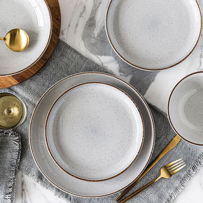 16-Piece Stoneware Dinnerware Set – Light Grey