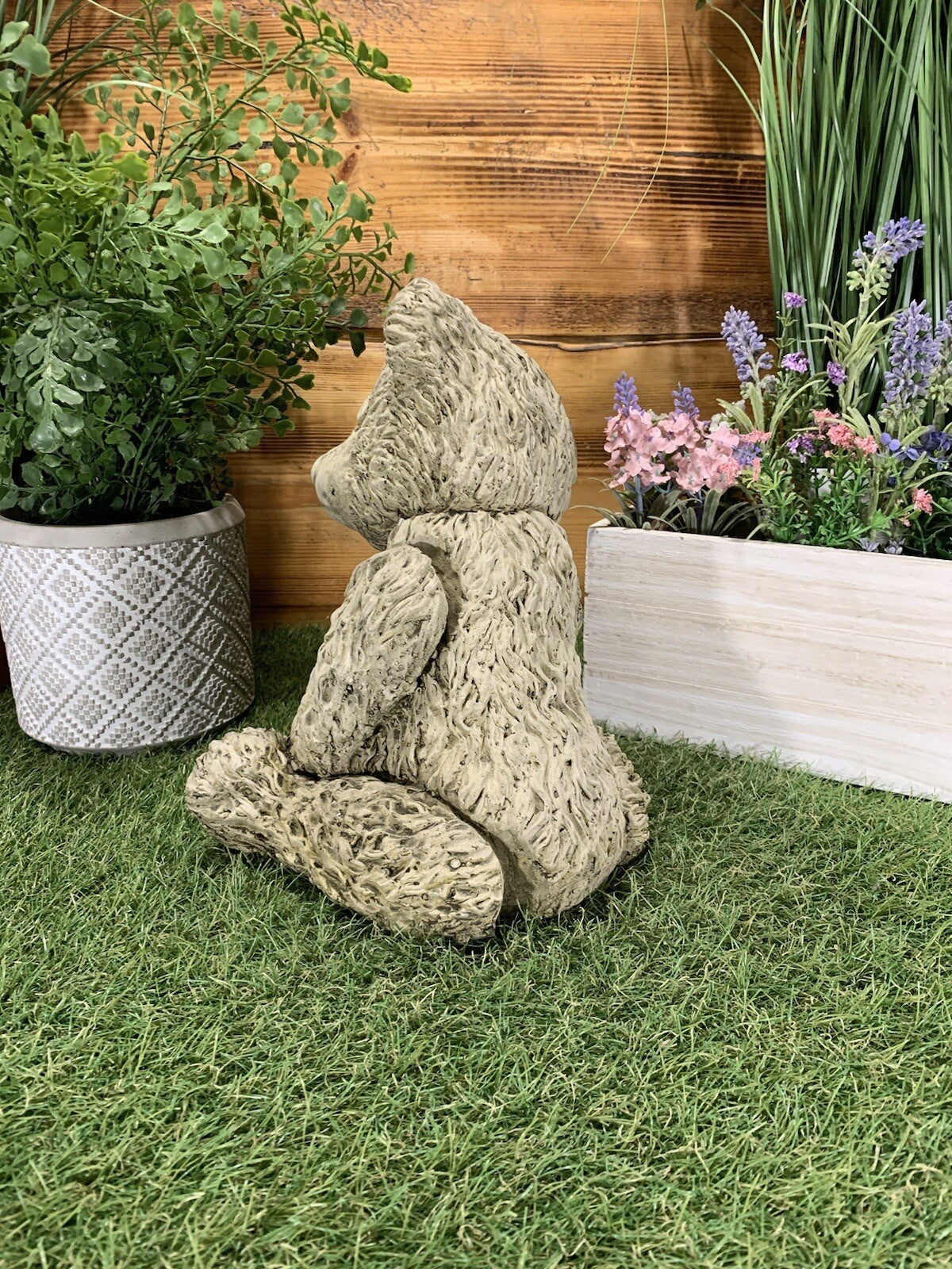 STONE GARDEN CUTE TEDDY BEAR DETAILED CONCRETE GARDEN ORNAMENT