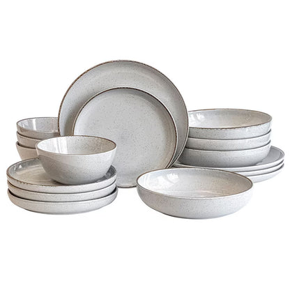 16-Piece Stoneware Dinnerware Set – Light Grey