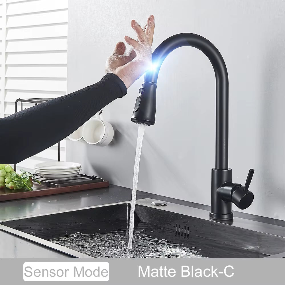 Pull Out Sensor Black Kitchen Faucet Sensitive Touch Control Faucet Mixer for Kitchen Touch Sensor Kitchen Mixer Tap