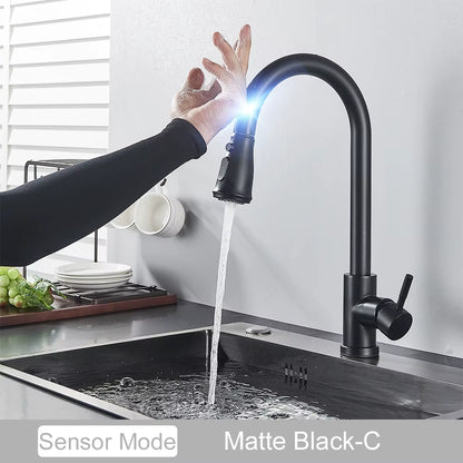Pull Out Sensor Black Kitchen Faucet Sensitive Touch Control Faucet Mixer for Kitchen Touch Sensor Kitchen Mixer Tap