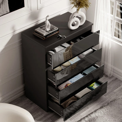 High Gloss Chest of Drawers – Tall & Wide Bedroom Storage Cabinet