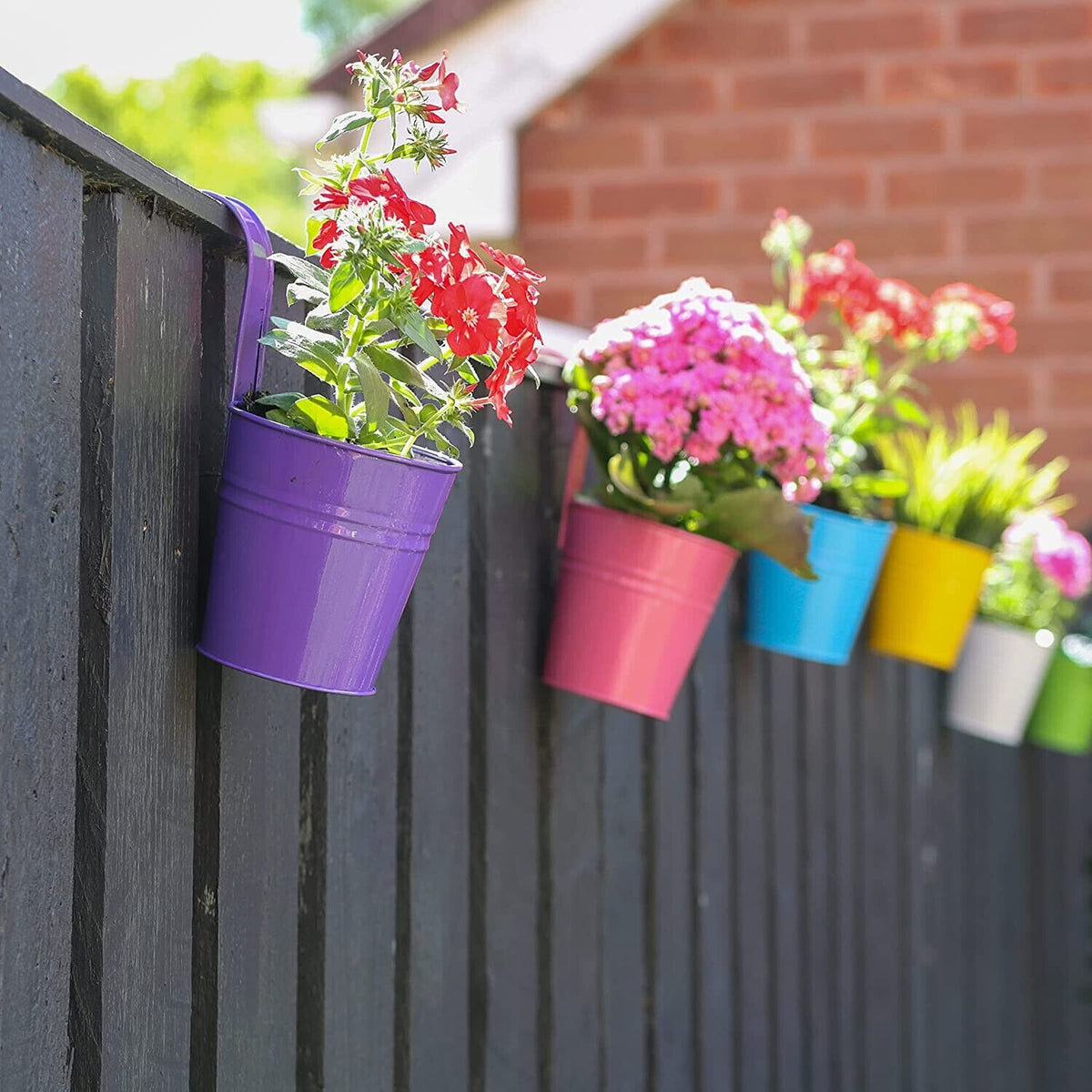 Hanging Metal Flower Pot 10 Pack Bucket Hanging Home Garden Plant and Home Decor