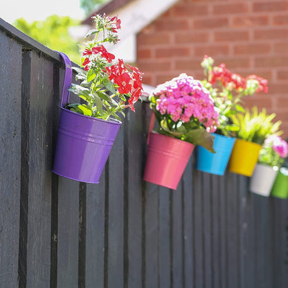 Hanging Metal Flower Pot 10 Pack Bucket Hanging Home Garden Plant and Home Decor