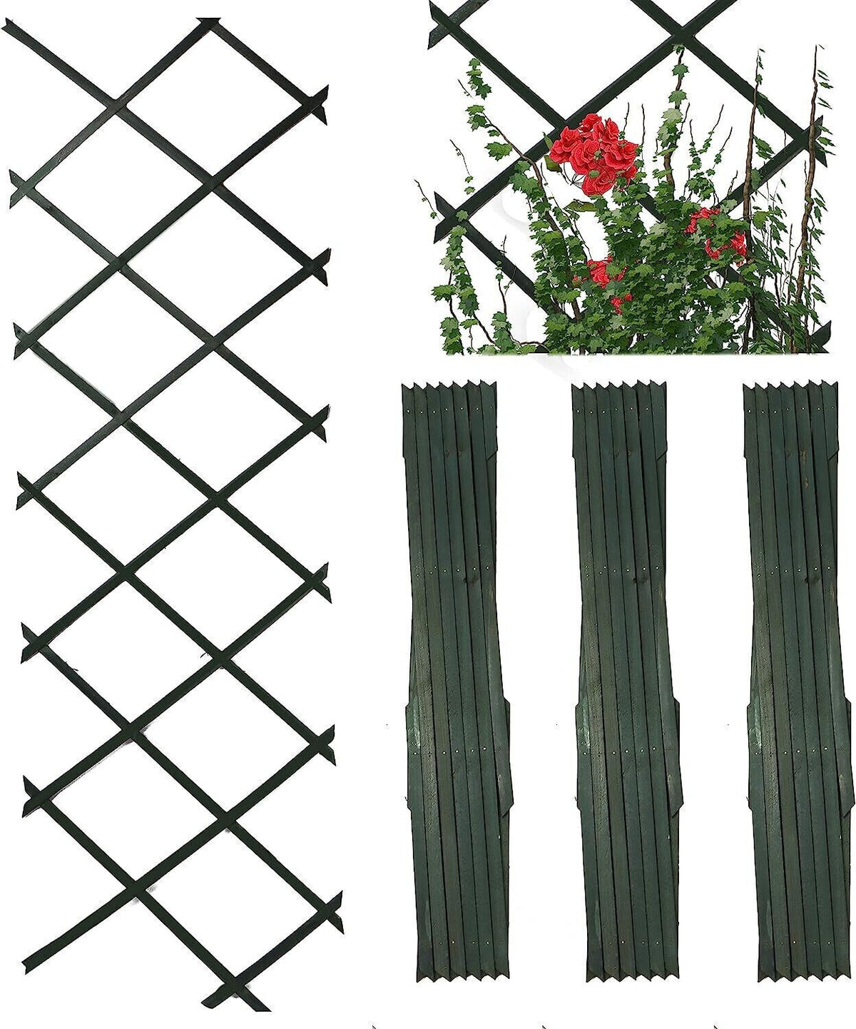 Wooden Trellis Pack of 3 Expandable Garden Wall for Climbing Plants