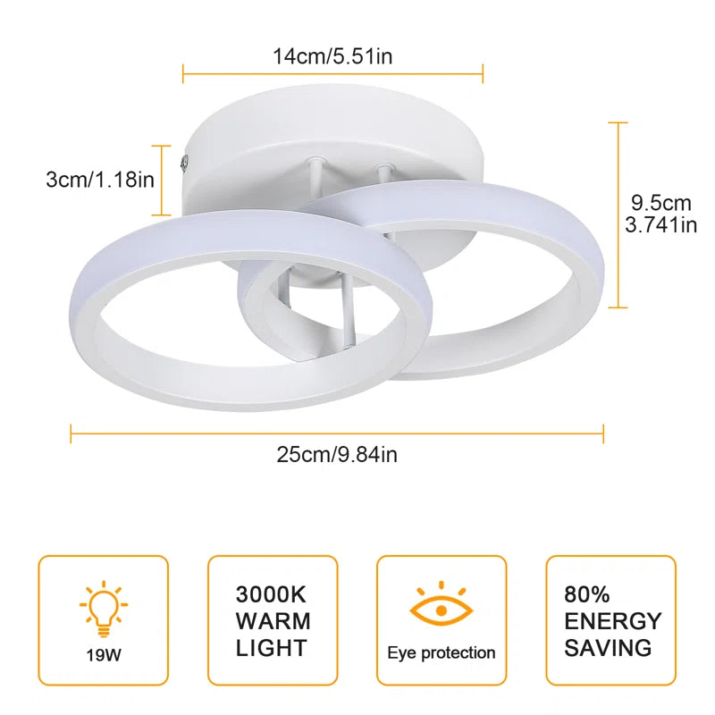 Verbrande 2-Light 25Cm LED Integrated Semi Flush Mount