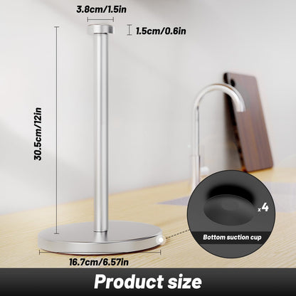 Kitchen Roll Holder, Paper Towel Holder with Weighted Base, Silver