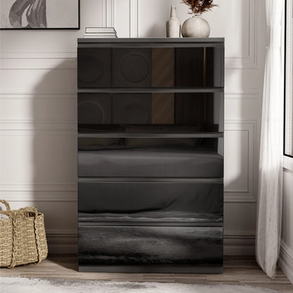 High Gloss Chest of Drawers – Tall & Wide Bedroom Storage Cabinet
