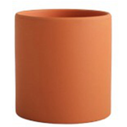 Nordic Ceramic Flowerpot – Cylindrical Succulent Planter with Drainage Tray