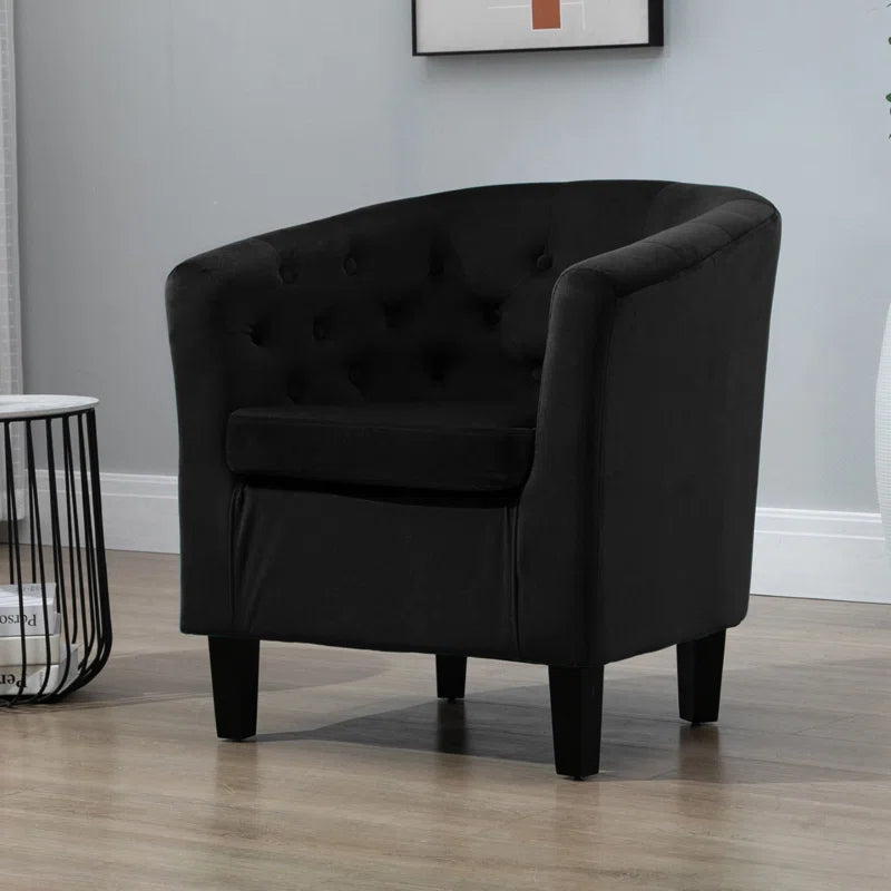 Tarbes Tufted Velvet Barrel Chair - Curved Accent ArmchairTarbes Velvet Barrel Chair