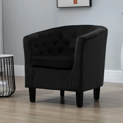 Tarbes Tufted Velvet Barrel Chair - Curved Accent ArmchairTarbes Velvet Barrel Chair