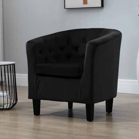 Tarbes Tufted Velvet Barrel Chair - Curved Accent ArmchairTarbes Velvet Barrel Chair