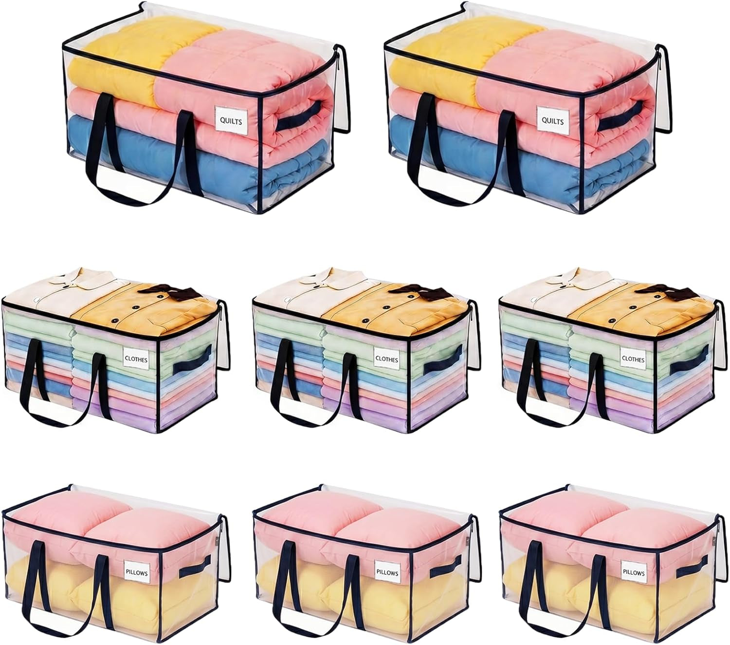 8-Pack Extra Large Moving & Storage Bags with Zippers – Heavy-Duty, Water-Resistant Packing Totes with Label Pocket
