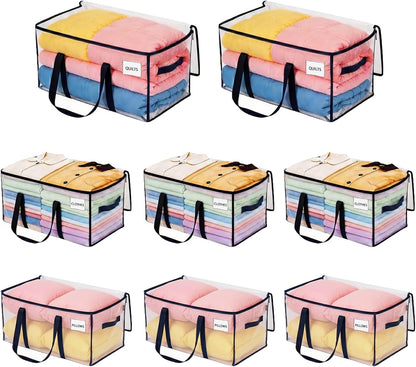 8-Pack Extra Large Moving & Storage Bags with Zippers – Heavy-Duty, Water-Resistant Packing Totes with Label Pocket