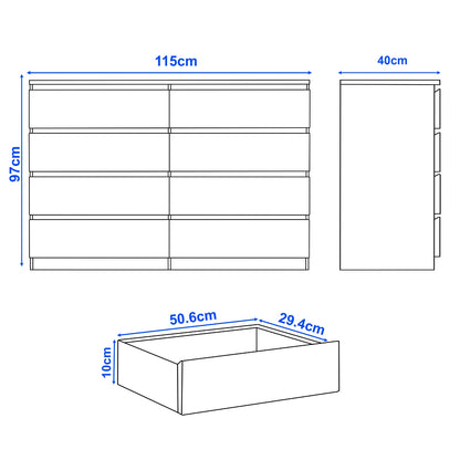 High Gloss Chest of Drawers – Tall & Wide Bedroom Storage Cabinet