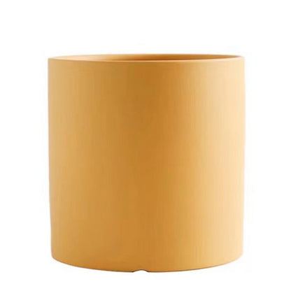 Nordic Ceramic Flowerpot – Cylindrical Succulent Planter with Drainage Tray