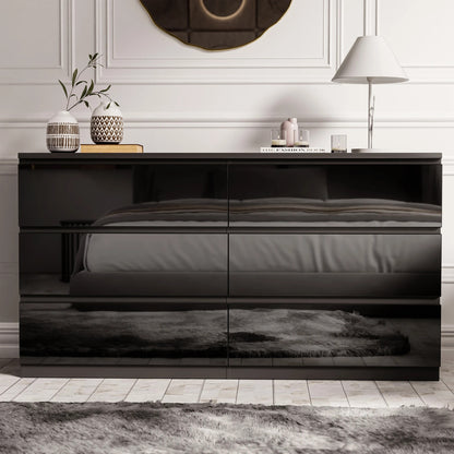 High Gloss Chest of Drawers – Tall & Wide Bedroom Storage Cabinet