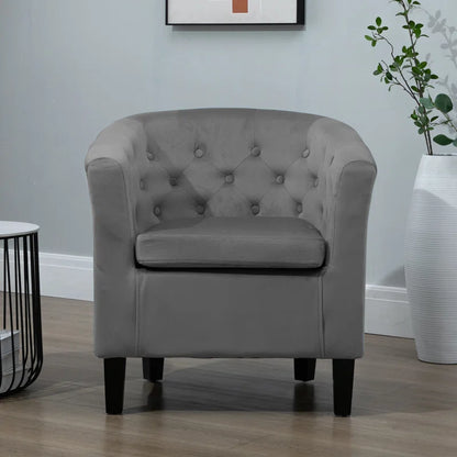 Tarbes Tufted Velvet Barrel Chair - Curved Accent ArmchairTarbes Velvet Barrel Chair