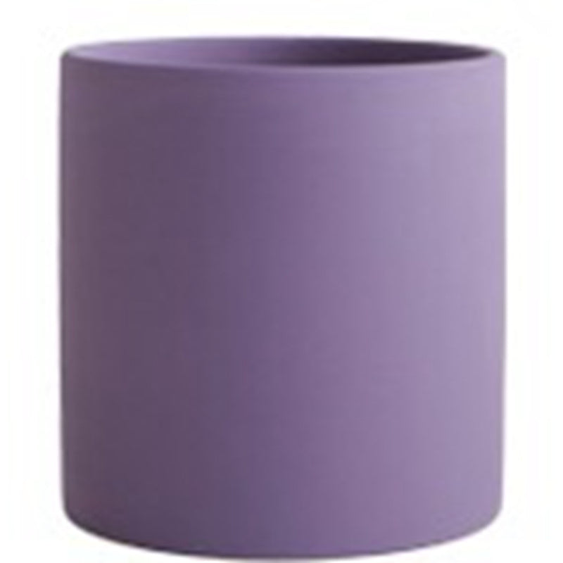 Nordic Ceramic Flowerpot – Cylindrical Succulent Planter with Drainage Tray