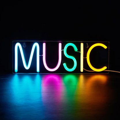 Chi-Buy LED Neon MUSIC USB Powered Neon Signs Night Light 3D Wall Art & Game Room Bedroom Living Room Decor Lamp Signs