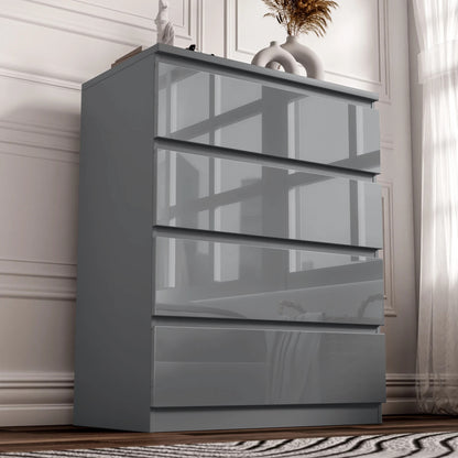 High Gloss Chest of Drawers – Tall & Wide Bedroom Storage Cabinet