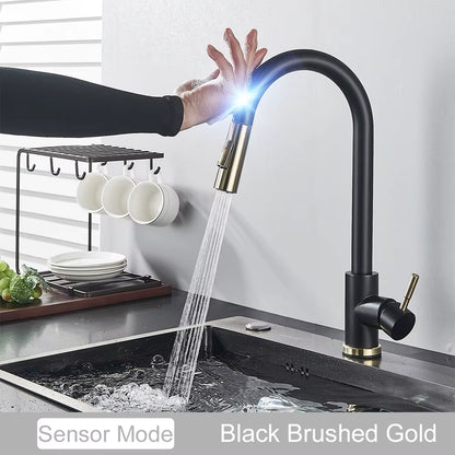 Pull Out Sensor Black Kitchen Faucet Sensitive Touch Control Faucet Mixer for Kitchen Touch Sensor Kitchen Mixer Tap