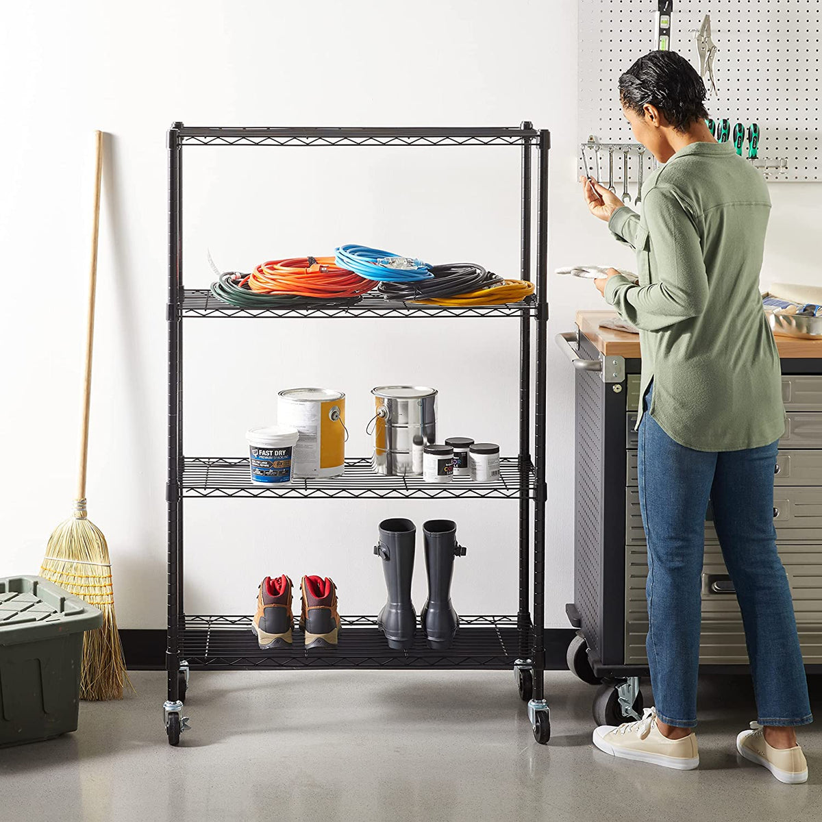 4-Tier Adjustable Storage Shelving Unit – 640kg Capacity (Black, 91.4 x 35.6 x 137.1cm)