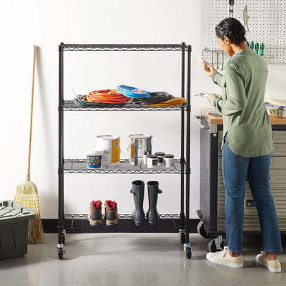 4-Tier Adjustable Storage Shelving Unit – 640kg Capacity (Black, 91.4 x 35.6 x 137.1cm)