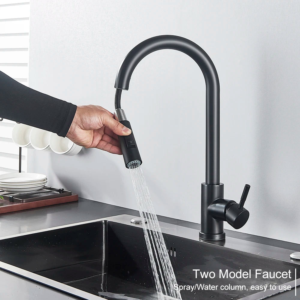 Pull Out Sensor Black Kitchen Faucet Sensitive Touch Control Faucet Mixer for Kitchen Touch Sensor Kitchen Mixer Tap