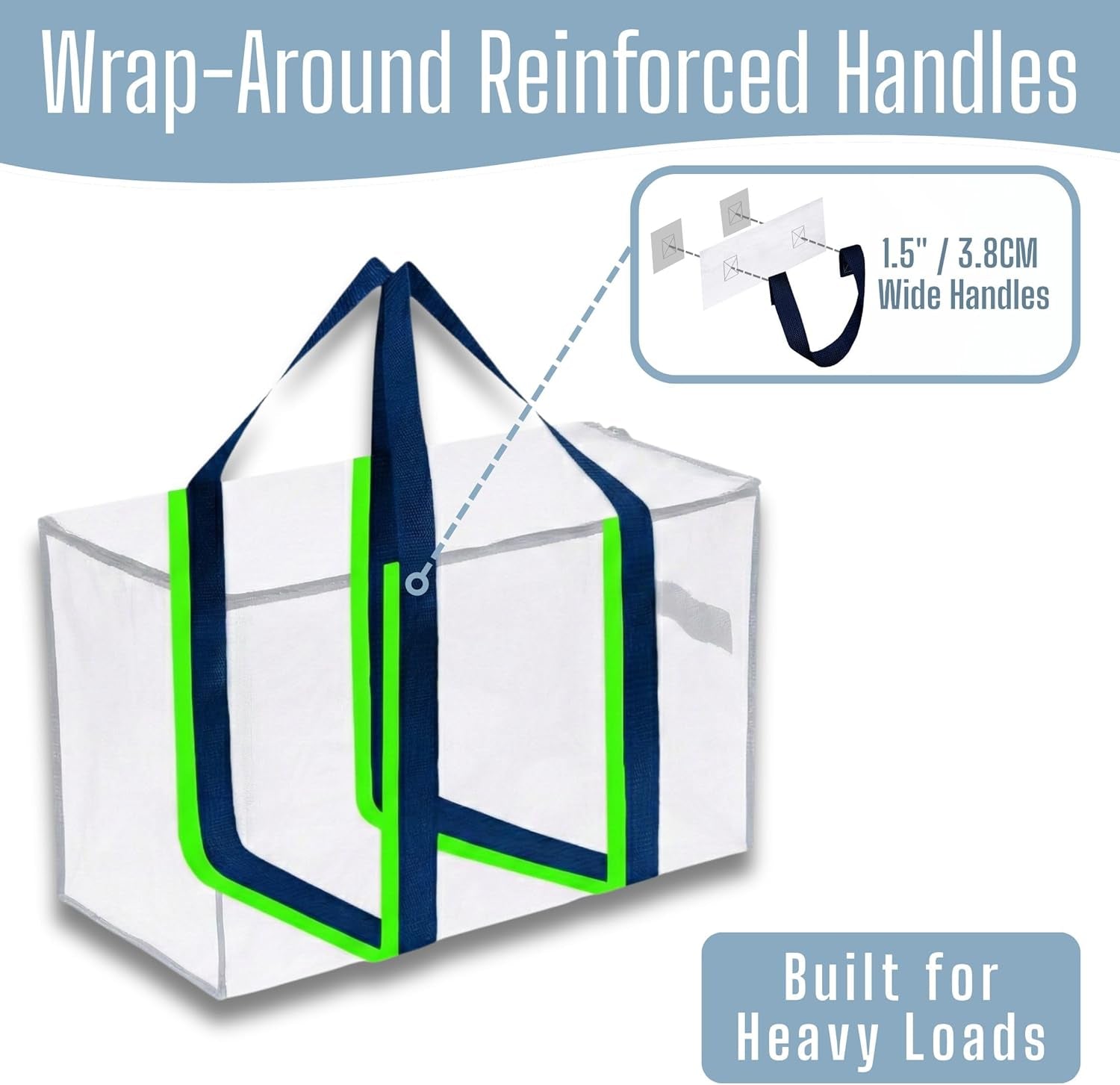 8-Pack Extra Large Moving & Storage Bags with Zippers – Heavy-Duty, Water-Resistant Packing Totes with Label Pocket