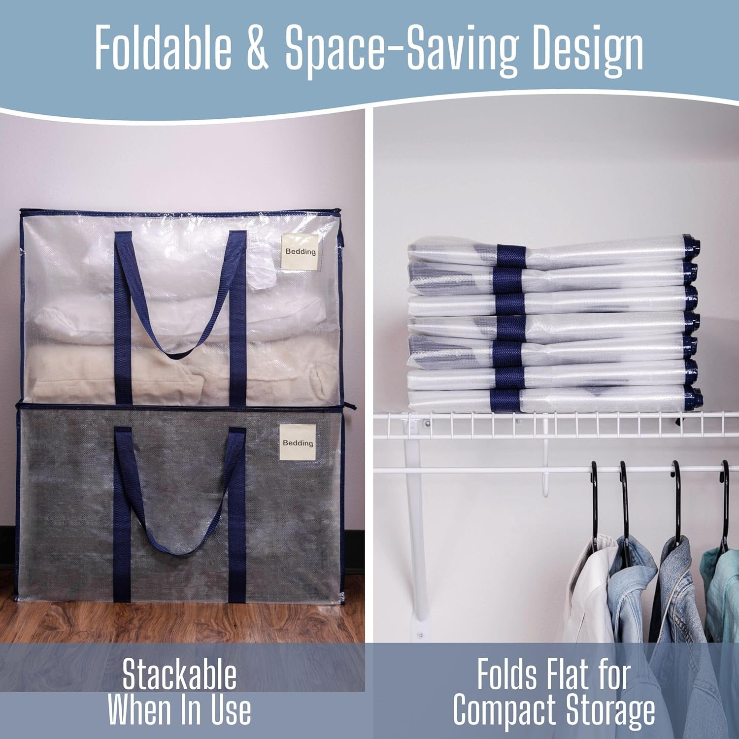 8-Pack Extra Large Moving & Storage Bags with Zippers – Heavy-Duty, Water-Resistant Packing Totes with Label Pocket