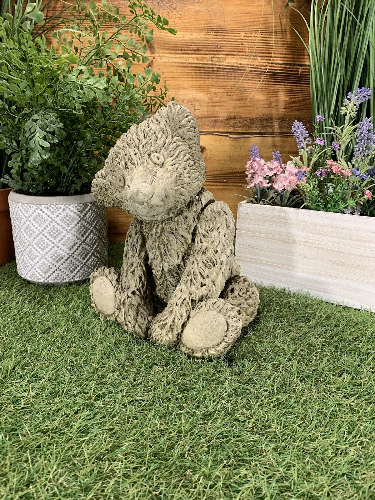 STONE GARDEN CUTE TEDDY BEAR DETAILED CONCRETE GARDEN ORNAMENT