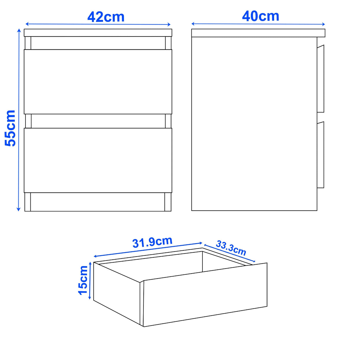High Gloss Chest of Drawers – Tall & Wide Bedroom Storage Cabinet