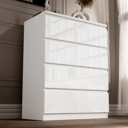 High Gloss Chest of Drawers – Tall & Wide Bedroom Storage Cabinet
