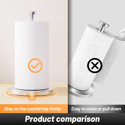 Kitchen Roll Holder, Paper Towel Holder with Weighted Base, Silver