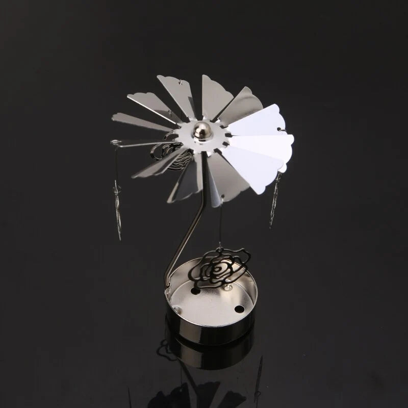Silver Spinning Tealight Carousel — Star, Deer & Snowflake