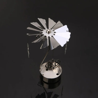 Silver Spinning Tealight Carousel — Star, Deer & Snowflake