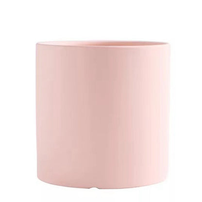 Nordic Ceramic Flowerpot – Cylindrical Succulent Planter with Drainage Tray