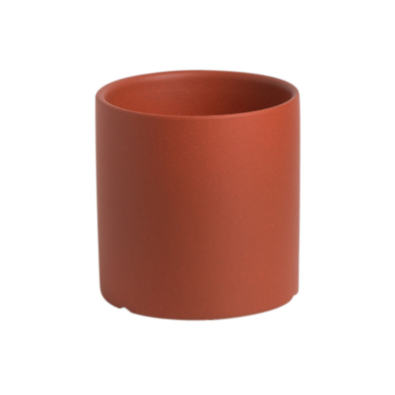Nordic Ceramic Flowerpot – Cylindrical Succulent Planter with Drainage Tray